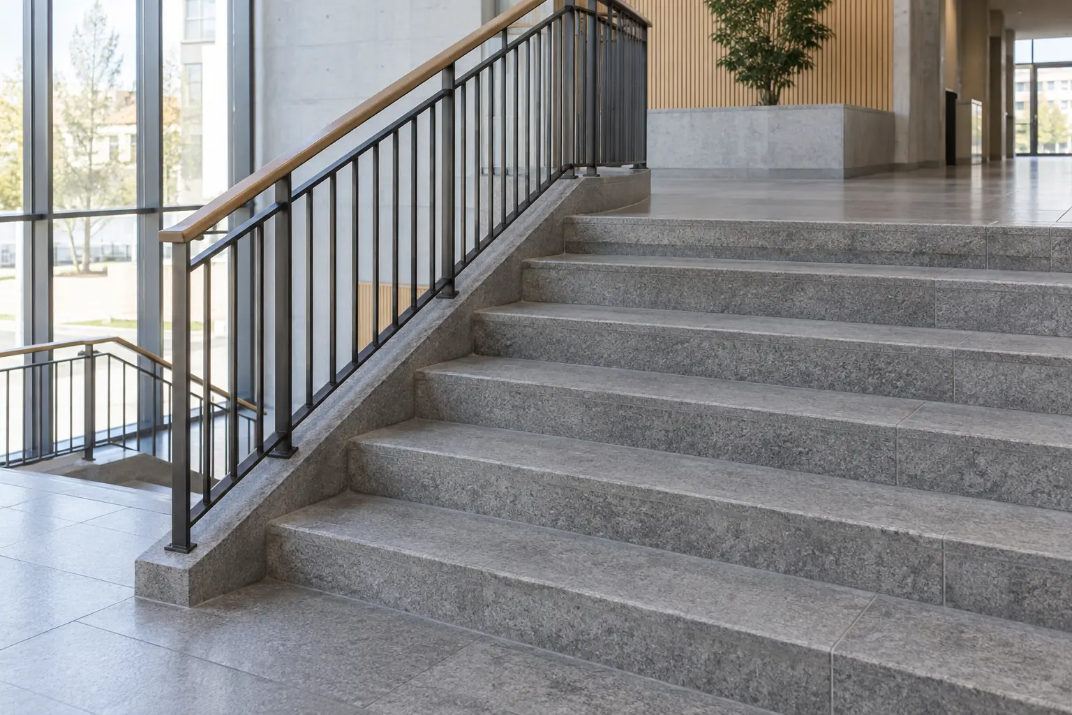 Staircase clad in natural stone